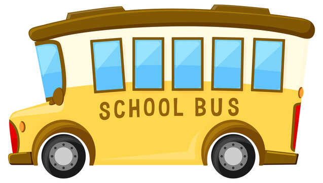 Simple Cute School Bus On White Background