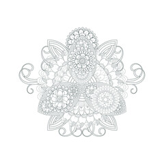 Decorative Doodle flowers in black and white for coloring page, cover, wedding invitation, greeting card, wall art and wallpaper. Hand drawn sketch for adult anti stress coloring page.-vector 