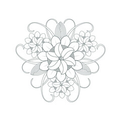 Decorative Doodle flowers in black and white for coloring page, cover, wedding invitation, greeting card, wall art and wallpaper. Hand drawn sketch for adult anti stress coloring page.-vector 