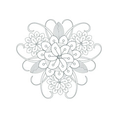 Decorative Doodle flowers in black and white for coloring page, cover, wedding invitation, greeting card, wall art and wallpaper. Hand drawn sketch for adult anti stress coloring page.-vector 