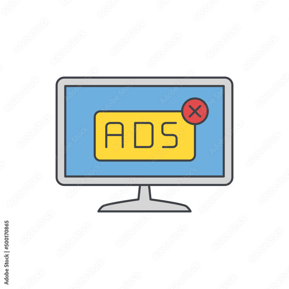 Poster computer displaying ads icon in color icon, isolated on white background