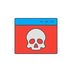 Malware, virus on webpage icon in color icon, isolated on white background 
