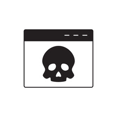 Malware, virus on webpage icon in black flat glyph, filled style isolated on white background
