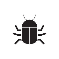 Bug, insect, computer virus icon in black flat glyph, filled style isolated on white background
