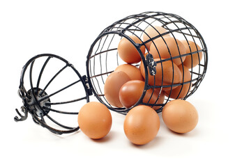 Fototapeta na wymiar brown eggs on white background