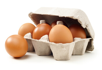 brown eggs on white background