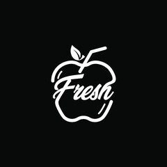 a logo illustration of a combination of fresh writing and a juice logo in the shape of an apple