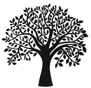 silhouette vector of tree with leaves and branches