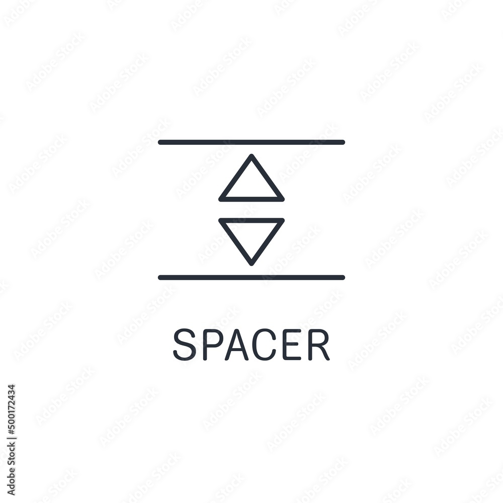 Poster spacer tool. protective device. vector linear icon isolated on white background.
