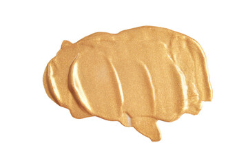 Face scrub smear texture. Cream skincare cosmetic. Organic stroke. Feet oily cleanser smudge. Particles in gel. White background. Top view. Yellow fluid treatment