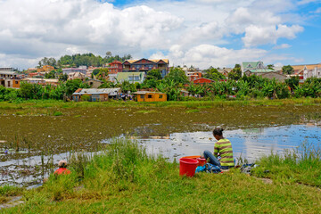 Zone humide dans les environs de Tananarive &agrave; Madagascar