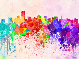 Miami skyline in watercolor background