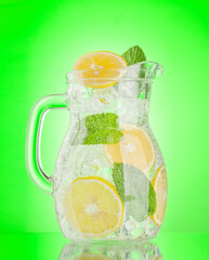 Lemonade pitcher with lemon