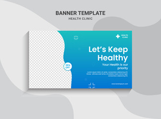 Video thumbnail for Medical healthcare and web banner template. Promotion banner design for live business workshop. Video cover for the doctor. Health clinic social media health service vector layout.
