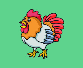 cute rooster illustration, cartoon style