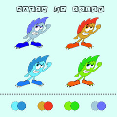 Matching children educational game. Match by color. Activity for pre sсhool years kids and toddlers.