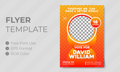 Election campaign flyer design with political banner template for the vote