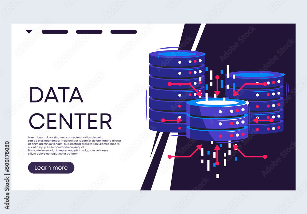 Poster vector illustration banner template for a website, data center, disks for storing information, data 