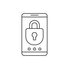 Mobile with lock sign icon, locked phone icon in line style icon, style isolated on white background