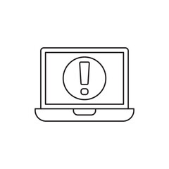 Laptop with warning sign icon in line style icon, style isolated on white background