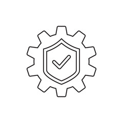 Setting with protection icon. cogwheel with shield sign in line style icon, style isolated on white background