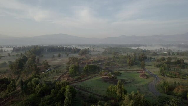 Mexico city, aerial CUEMANCO pond shot