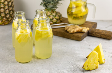 Homemade fermentation. Mexican pineapple drink Tepache.