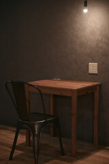 コワーキングスペースの机と椅子と電球