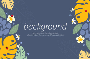 nature tropical light navy blue color background art design composition