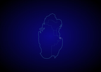 Qatar concept vector map with glowing cities, map of Qatar suitable for technology,innovation or internet concepts.