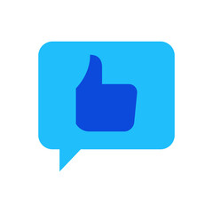 Positive feedback icon vector graphic illustration in blue