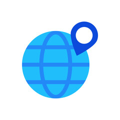 Global position icon vector graphic illustration in blue