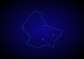 Luxembourg concept vector map with glowing cities, map of Luxembourg suitable for technology,innovation or internet concepts.