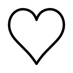 Black outline heart poker suit symbol