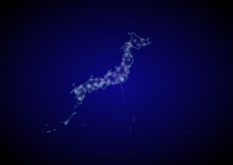 Japan concept vector map with glowing cities, map of Japan suitable for technology,innovation or internet concepts.