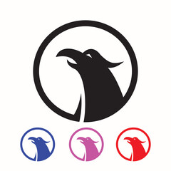 hawk head simple logo,  black and great brave eagle head mascot vector illustrations