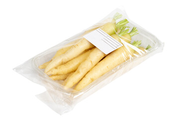Parsnip (wild white carrot) packaged and labeled on a white background