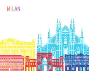 Naklejka premium Milan skyline pop