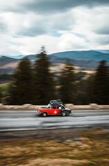 Old car on mountain pass
