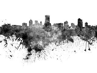 Milwaukee skyline in watercolor - obrazy, fototapety, plakaty