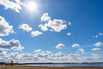 Fototapeta na wymiar panoramic view of the lake hornborgasjön in sweden