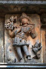 Hoysaleswara Temple sculpture work Halebidu Karnataka India, 12th-century Hindu temple dedicated to Shiva, It is the largest monument in Halebidu, the former Hoysala capital.