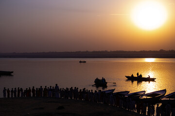 sunset on a sacred river