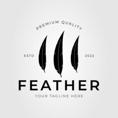 three feather or silhouette quill logo vector illustration design