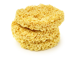 Dried instant noodles isolated on a white background