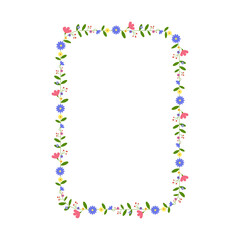 Rectangular flower frame. Floral border. Size 4'' x 6'''. Aspect Ratio 2:3. For greeting card, wedding , birthday card, invitation. Vector illustration.