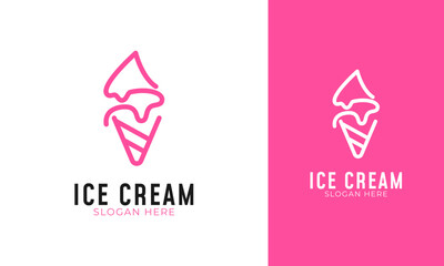 Minimal ice cream logo with simple coen