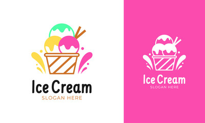 Ice cream logo in the cup with colorful concept