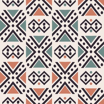 Illustration tribal drawing shape brown-green Morocco color style seamless pattern background. Use for fabric, textile, interior decoration elements, wrapping.