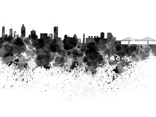 Montreal skyline in watercolor on white background